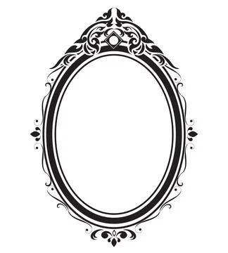 Oval frame borders black and white on white background, vector illustration. Stock Illustration