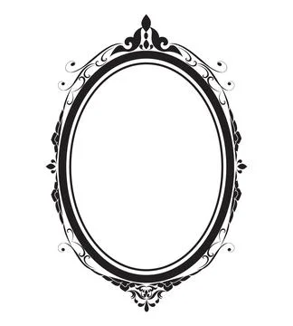 Oval frame borders black and white on white background, vector illustration. Stock Illustration