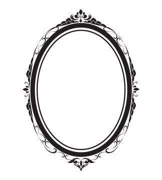 Oval frame borders black and white on white background, vector illustration. 스톡 일러스트