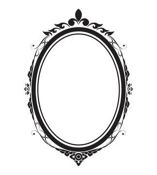 Oval frame borders black and white on white background, vector illustration. Stock Illustration