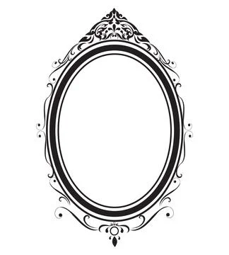 Oval frame borders black and white on white background, vector illustration. Stock Illustration