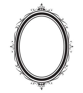 Oval frame borders black and white on white background, vector illustration. Stock Illustration