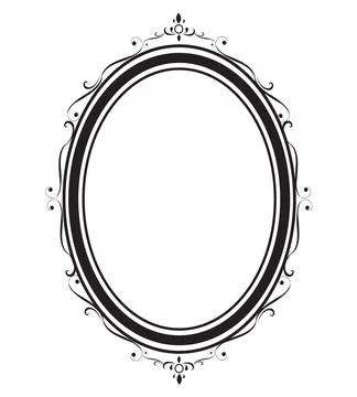 Oval frame borders black and white on white background, vector illustration. Stock Illustration