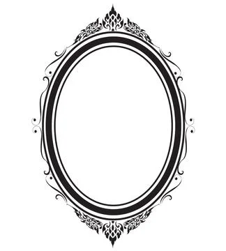 Oval frame borders black and white on white background, vector illustration. Stock Illustration