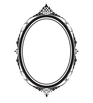 Oval frame borders black and white on white background, vector illustration. 스톡 일러스트