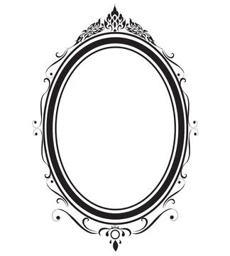 Oval frame borders black and white on white background, vector illustration. 스톡 일러스트