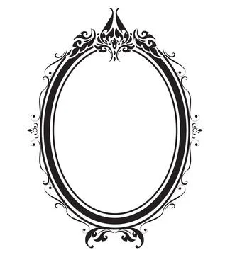 Oval frame borders black and white on white background, vector illustration. Stock Illustration