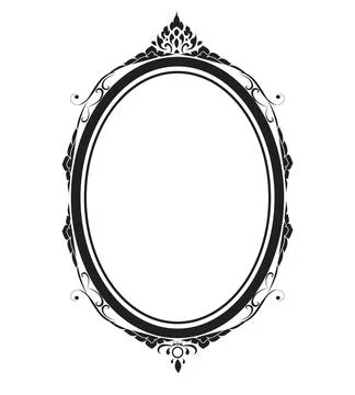Oval frame borders black and white on white background, vector illustration. Stock Illustration