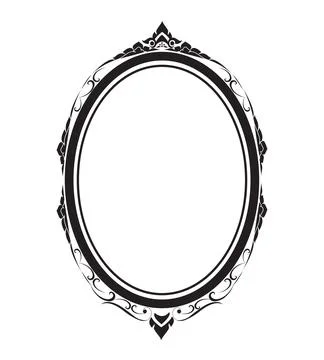 Oval frame borders black and white on white background, vector illustration. Stock Illustration