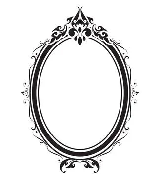 Oval frame borders black and white on white background, vector illustration. Stock Illustration