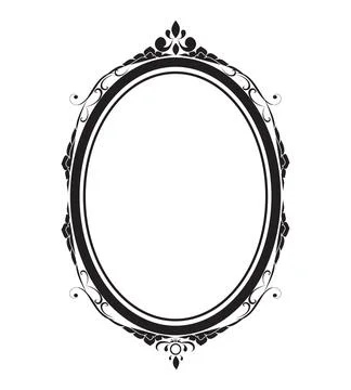Oval frame borders black and white on white background, vector illustration. Stock Illustration