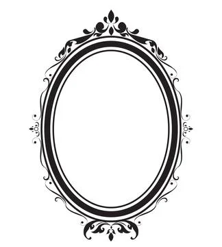 Oval frame borders black and white on white background, vector illustration. Stock Illustration