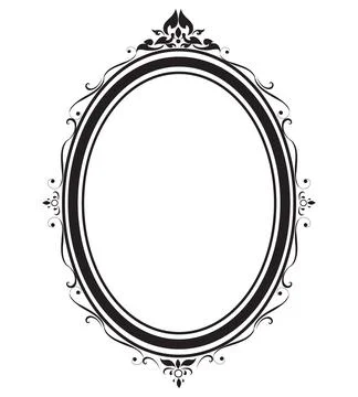 Oval frame borders black and white on white background, vector illustration. Stock Illustration