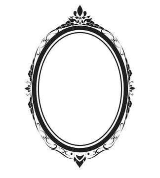 Oval frame borders black and white on white background, vector illustration. Stock Illustration