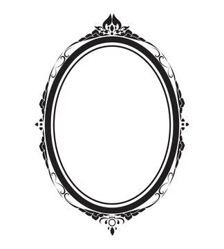 Oval frame borders black and white on white background, vector illustration. Stock Illustration