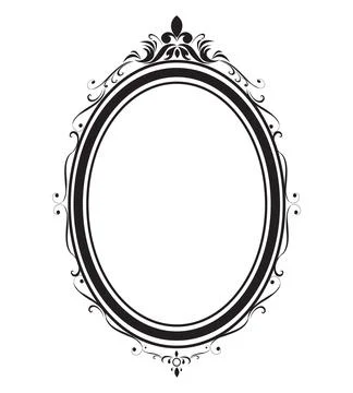 Oval frame borders black and white on white background, vector illustration. 스톡 일러스트