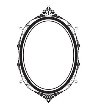 Oval frame borders black and white on white background, vector illustration. Stock Illustration