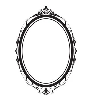 Oval frame borders black and white on white background, vector illustration. Stock Illustration