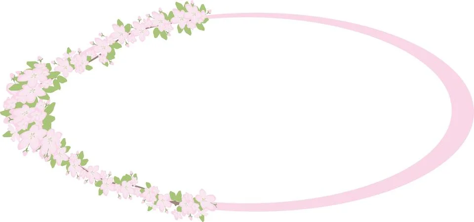 Oval frame with cherry blossoms. Design for invitations, wedding or greeting  Illustrazione stock