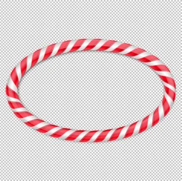 Oval frame christmas candy cane. Christmas stick. Traditional realistic xmas Stock Illustration