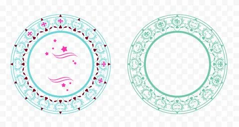 Oval frame designs with floral patterns and ornate details Stock Illustration