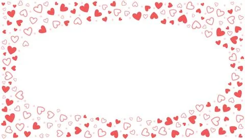 Oval Frame filled with small red Hearts and Dots isolated on white backgrou.. Stockillustratie