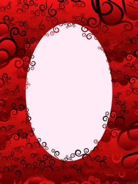 Oval frame with floral elements in red hues Stock Illustration