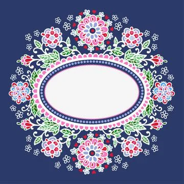 Oval frame with flowers. Illustrazione stock