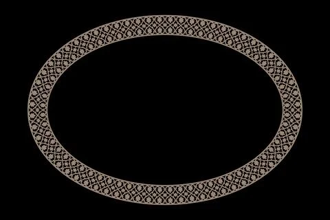  Oval frame with gold ornate border features elegant vintage style swirls, lines Stock Illustration