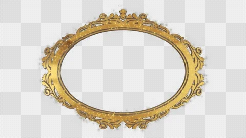 An oval frame with gorgeous Rococo-style gold ornamentation Stock Footage 341467671