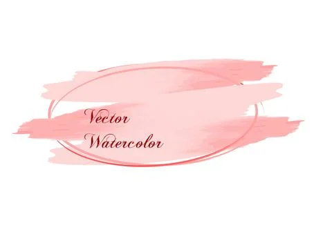 Oval frame with light red watercolor strokes260623 Stock Illustration