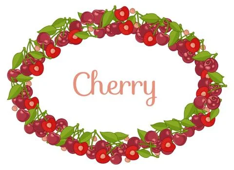 Oval frame made of Cartoon cherry Stock Illustration