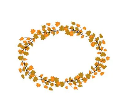 Oval frame made of maple branches Stock Illustration