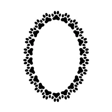 Oval frame made of paw prints Stock Illustration