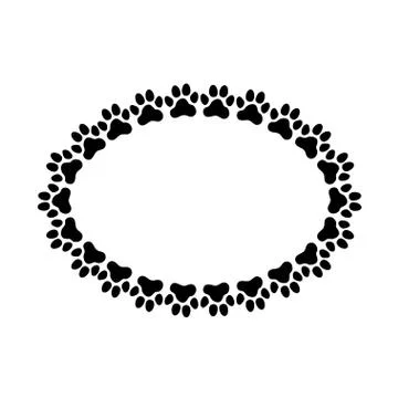 Oval frame made of paw prints Stock Illustration