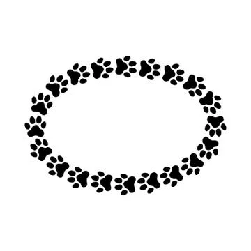 Oval frame made of paw prints Stock Illustration