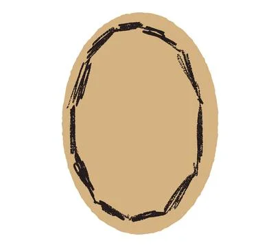 Oval frame paper cutout crayon border for photo. Vector cutout frame with Stock Illustration