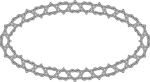 Oval frame pattern twisted hearts Valentine frame twisted hearts lovers Stock Illustration