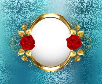 Oval frame with roses Stock Illustration