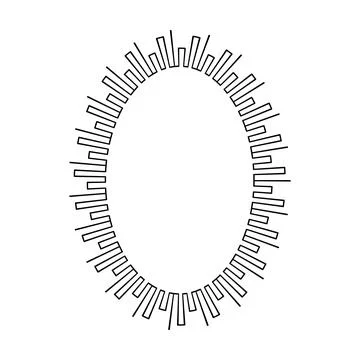 Oval frame round border design shape icon for decorative vintage doodle element Stock Illustration