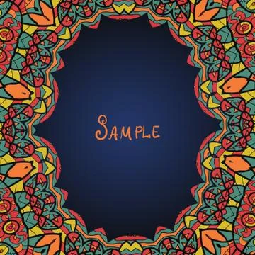 Oval frame for text. Red and orange ornamental frame Illustrazione stock