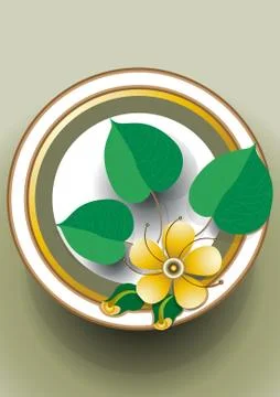 Oval frame with yellow flower Stock Illustration