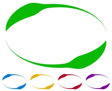 Oval frames - borders in five colors. Colorful design elements. Illustrazione stock