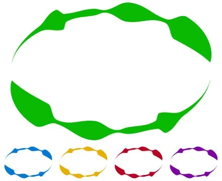Oval frames - borders in five colors. Colorful design elements. Illustrazione stock