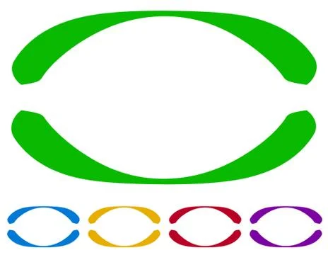 Oval frames - borders in five colors. Colorful design elements. 스톡 일러스트