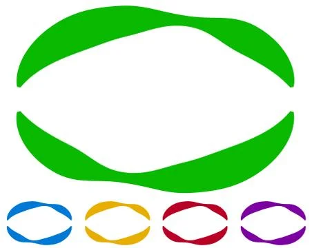 Oval frames - borders in five colors. Colorful design elements. 스톡 일러스트