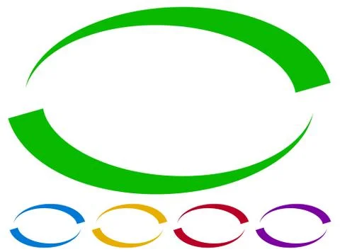 Oval frames - borders in five colors. Colorful design elements. Illustrazione stock