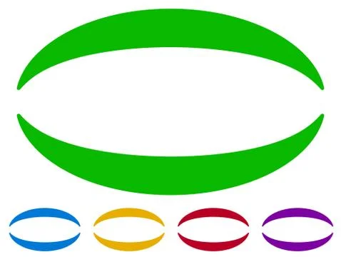 Oval frames - borders in five colors. Colorful design elements. Illustrazione stock