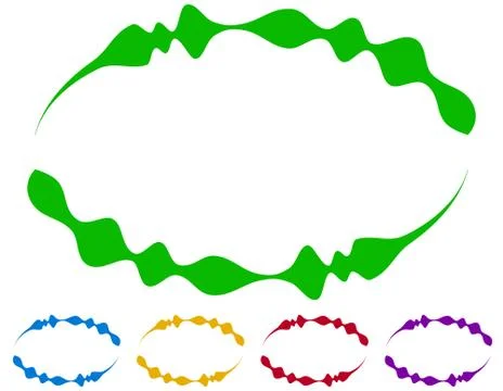 Oval frames - borders in five colors. Colorful design elements. Stock Illustration