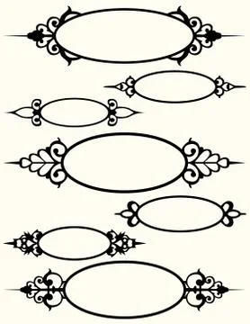 Oval frames with flourishes 스톡 일러스트
